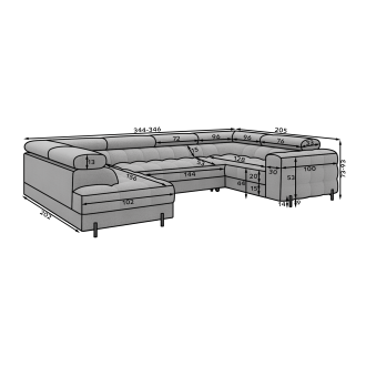 Canapé panoramique convertible FACTORY 3 places blanc – angle gauche avec coffre 