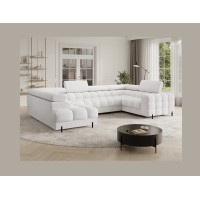 Canapé panoramique convertible FACTORY 3 places blanc – angle gauche avec coffre 