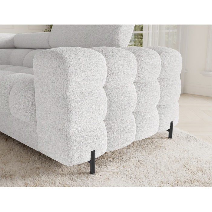 Canapé panoramique convertible FACTORY 3 places blanc – angle gauche avec coffre 