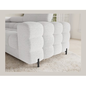 Canapé panoramique convertible FACTORY 3 places blanc – angle gauche avec coffre 