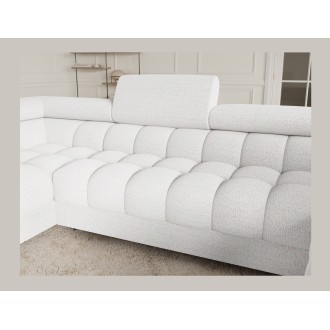 Canapé panoramique convertible FACTORY 3 places blanc – angle gauche avec coffre 