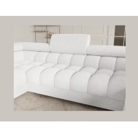 Canapé panoramique convertible FACTORY 3 places blanc – angle gauche avec coffre 
