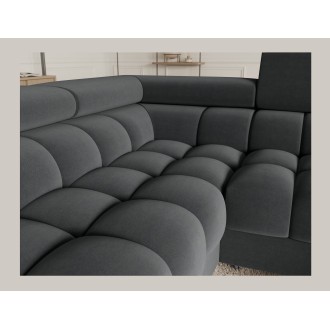 Canapé panoramique convertible FACTORY 3 places gris foncé – angle gauche avec coffre 