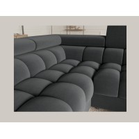 Canapé panoramique convertible FACTORY 3 places gris foncé – angle gauche avec coffre 