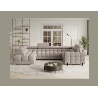 Canapé panoramique convertible FACTORY 3 places beige – angle gauche avec coffre 