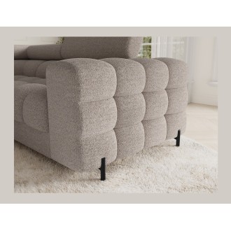 Canapé panoramique convertible FACTORY 3 places beige – angle gauche avec coffre 