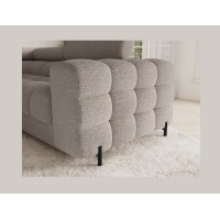 Canapé panoramique convertible FACTORY 3 places beige – angle gauche avec coffre 