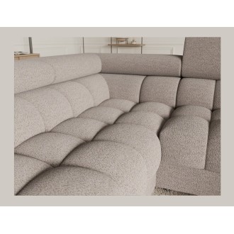 Canapé panoramique convertible FACTORY 3 places beige – angle gauche avec coffre 