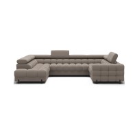 Canapé panoramique convertible FACTORY 3 places beige – angle gauche avec coffre – version 2 