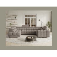 Canapé panoramique convertible FACTORY 3 places beige – angle gauche avec coffre – version 2 