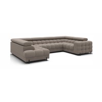 Canapé panoramique convertible FACTORY 3 places beige – angle gauche avec coffre – version 2 