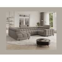 Canapé panoramique convertible FACTORY 3 places beige – angle gauche avec coffre – version 2 
