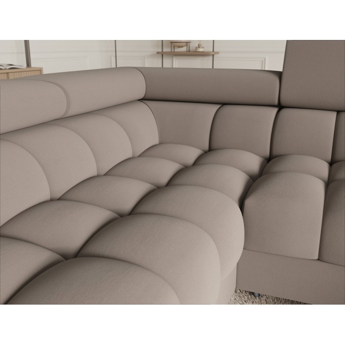 Canapé panoramique convertible FACTORY 3 places beige – angle gauche avec coffre – version 2 