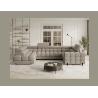 Canapé panoramique convertible FACTORY 3 places beige – angle gauche avec coffre – version 3 