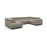 Canapé panoramique convertible FACTORY 3 places beige – angle gauche avec coffre – version 3 