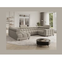Canapé panoramique convertible FACTORY 3 places beige – angle gauche avec coffre – version 3 