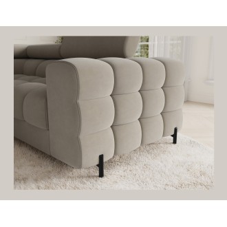 Canapé panoramique convertible FACTORY 3 places beige – angle gauche avec coffre – version 3 