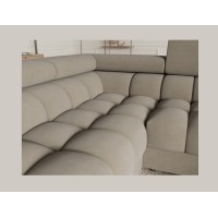 Canapé panoramique convertible FACTORY 3 places beige – angle gauche avec coffre – version 3 