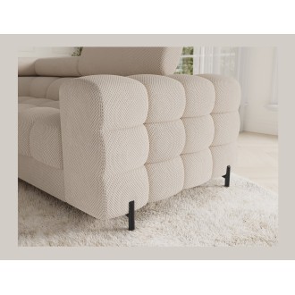Canapé panoramique convertible FACTORY 3 places beige – angle gauche avec coffre – version 4 