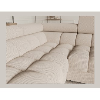 Canapé panoramique convertible FACTORY 3 places beige – angle gauche avec coffre – version 4 