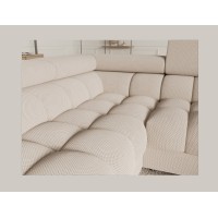 Canapé panoramique convertible FACTORY 3 places beige – angle gauche avec coffre – version 4 