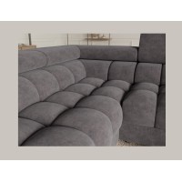 Canapé panoramique convertible FACTORY 3 places gris foncé – angle gauche avec coffre – version 2 