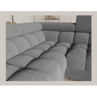 Canapé panoramique convertible FACTORY 3 places gris chiné – angle gauche avec coffre 