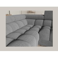 Canapé panoramique convertible FACTORY 3 places gris chiné – angle gauche avec coffre 