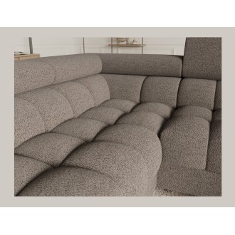 Canapé panoramique convertible FACTORY 3 places marron – angle gauche avec coffre 