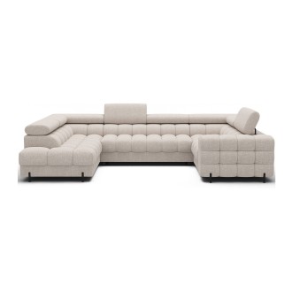 Canapé panoramique convertible FACTORY 3 places beige – angle gauche avec coffre – version 5 