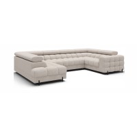 Canapé panoramique convertible FACTORY 3 places beige – angle gauche avec coffre – version 5 