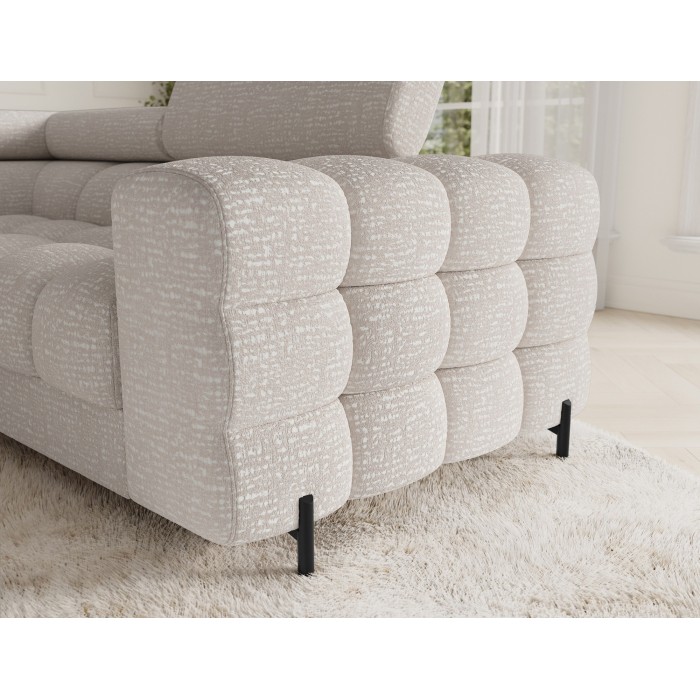 Canapé panoramique convertible FACTORY 3 places beige – angle gauche avec coffre – version 5 