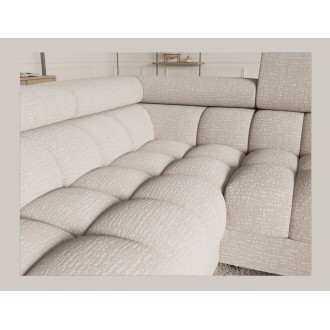 Canapé panoramique convertible FACTORY 3 places beige – angle gauche avec coffre – version 5 