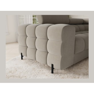 Canapé panoramique convertible FACTORY 3 places beige – angle droit avec coffre 