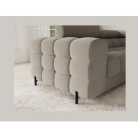 Canapé panoramique convertible FACTORY 3 places beige – angle droit avec coffre 