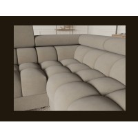 Canapé panoramique convertible FACTORY 3 places beige – angle droit avec coffre 