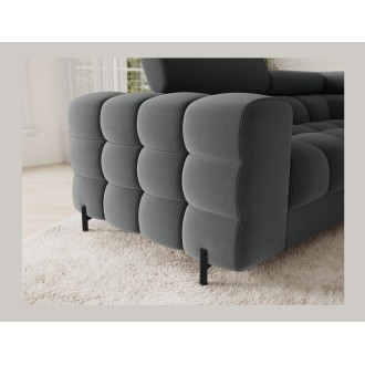 Canapé panoramique convertible FACTORY 3 places gris – angle droit avec coffre 