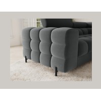 Canapé panoramique convertible FACTORY 3 places gris – angle droit avec coffre 