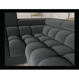 Canapé panoramique convertible FACTORY 3 places gris – angle droit avec coffre 