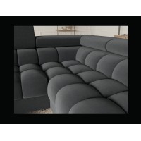 Canapé panoramique convertible FACTORY 3 places gris – angle droit avec coffre 