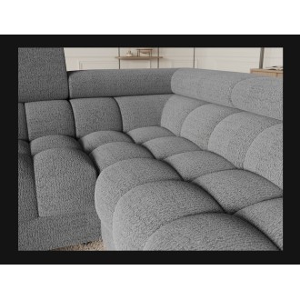 Canapé panoramique convertible FACTORY 3 places gris chiné – angle droit avec coffre 