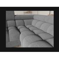 Canapé panoramique convertible FACTORY 3 places gris chiné – angle droit avec coffre 