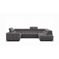 Canapé panoramique convertible FACTORY 3 places gris – angle droit avec coffre – version 2 