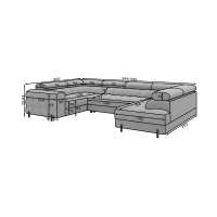 Canapé panoramique convertible FACTORY 3 places gris – angle droit avec coffre – version 2 