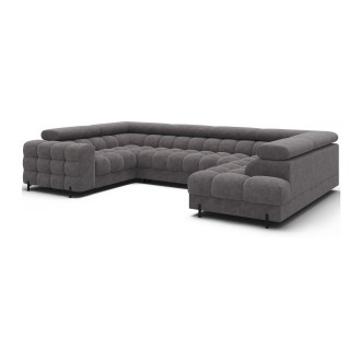 Canapé panoramique convertible FACTORY 3 places gris – angle droit avec coffre – version 2 