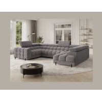 Canapé panoramique convertible FACTORY 3 places gris – angle droit avec coffre – version 2 