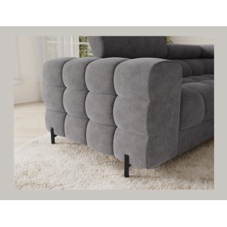 Canapé panoramique convertible FACTORY 3 places gris – angle droit avec coffre – version 2 