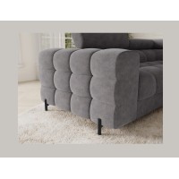 Canapé panoramique convertible FACTORY 3 places gris – angle droit avec coffre – version 2 