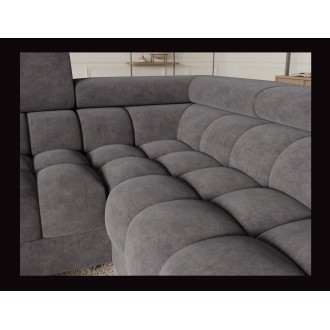 Canapé panoramique convertible FACTORY 3 places gris – angle droit avec coffre – version 2 