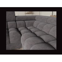 Canapé panoramique convertible FACTORY 3 places gris – angle droit avec coffre – version 2 